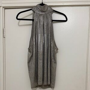 Maeve Shiny Silver Sleeveless Top